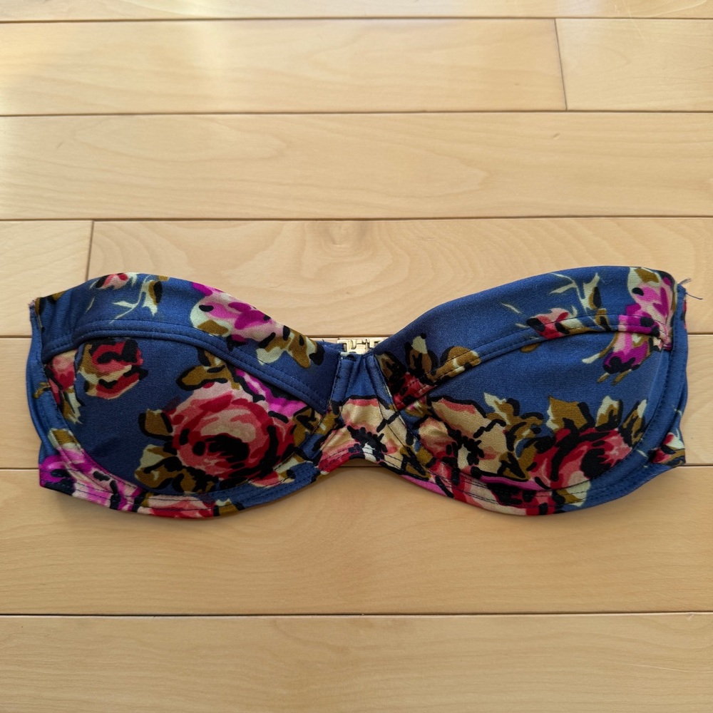 Zimmermann Laurel Ruched Floral-Print Bikini Top size 0